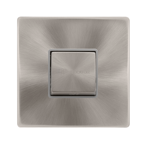 10A Ingot 3 Pole Fan Isolation Switch - Brushed Steel Cover Plate - Grey Insert - Screwless - SE Home
