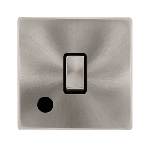 Screwless Plate Brushed Steel 20A Ingot Double Pole Switch With Flex Outlet - Black Trim - SE Home