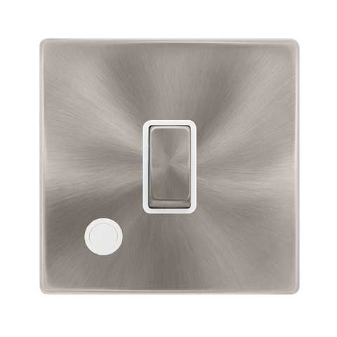 Screwless Plate Brushed Steel 20A Ingot Double Pole Switch With Flex Outlet - White Trim - SE Home