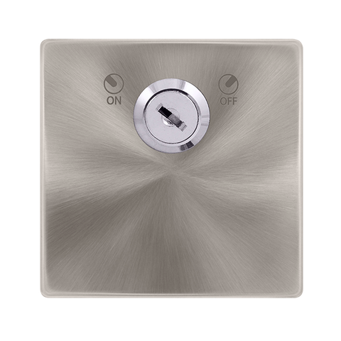 Screwless Plate Brushed Steel 20A Double Pole Key Lockable Switch - Black Trim - SE Home