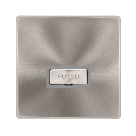 13A Ingot Fused Connection Unit - Brushed Steel Cover Plate - Grey Insert - Screwless
