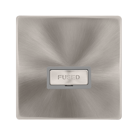 13A Ingot Fused Connection Unit - Brushed Steel Cover Plate - Grey Insert - Screwless - SE Home