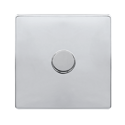 Screwless Plate Polished Chrome 1 Gang 2 Way LED 100W Trailing Edge Dimmer Light Switch - SE Home