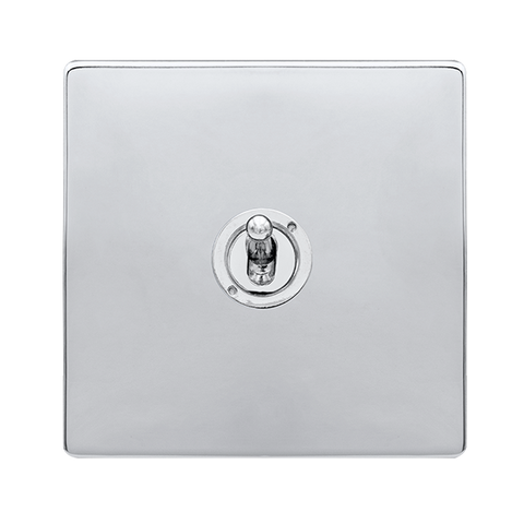 Screwless Plate Polished Chrome 10A 1 Gang 2 Way Toggle Light Switch - SE Home