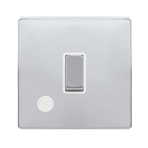 Screwless Plate Polished Chrome 20A Ingot Double Pole Switch With Flex Outlet - White Trim