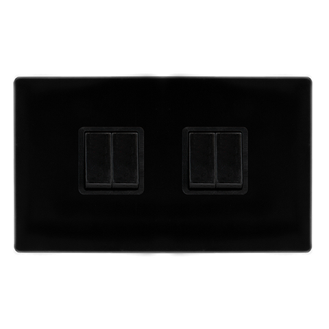 Screwless Plate Black Metal 10A 4 Gang 2 Way Light Switch - Black Trim - SE Home