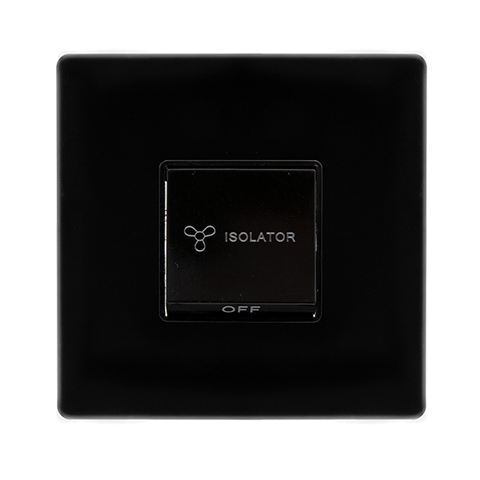 Screwless Plate Black Metal 10A 3 Pole Fan Isolation Switch - Black Trim - SE Home