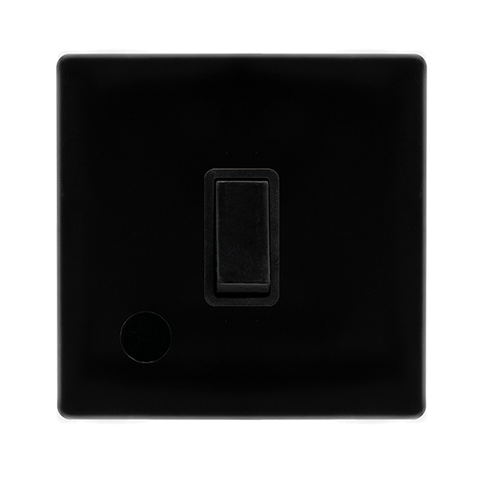 Screwless Plate Black Metal 20A Double Pole Switch With Flex Outlet - Black Trim