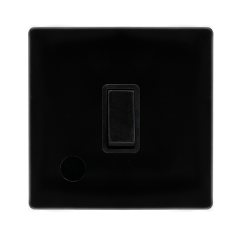 Screwless Plate Black Metal 20A Double Pole Switch With Flex Outlet - Black Trim - SE Home