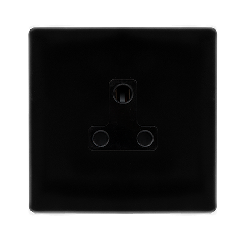 Screwless Plate Black Metal 5A Round Pin Socket - Black Trim - SE Home