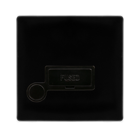 Screwless Plate Black Metal 13A Fused Spur Unit With Optional Flex Outlet - Black Trim - SE Home