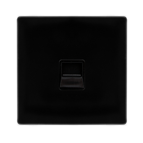 Screwless Plate Black Metal Single Telephone Secondary Outlet - Black Trim - SE Home