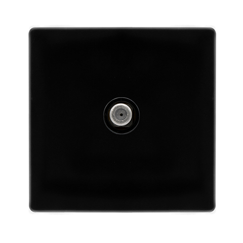 Screwless Plate Black Metal Non-Isolated Single Satellite Outlet - Black Trim - SE Home