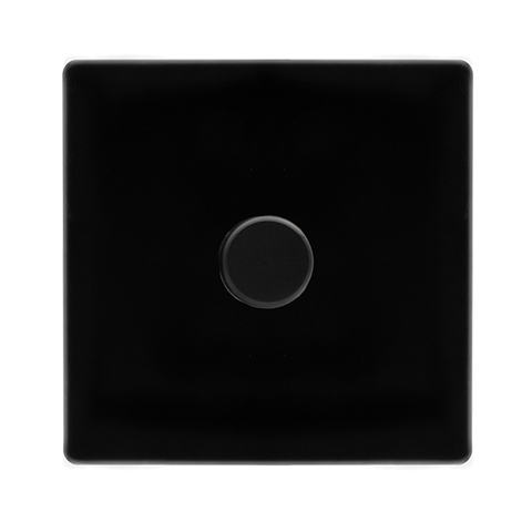 Screwless Plate Black Metal 1 Gang 2 Way LED 100W Trailing Edge Dimmer Light Switch - SE Home