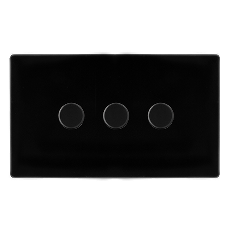 Screwless Plate Black Metal 3 Gang 2 Way LED 100W Trailing Edge Dimmer Light Switch - SE Home