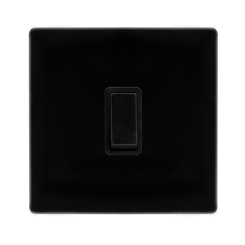 Screwless Plate Black Metal 20A Double Pole Switch - Black Trim