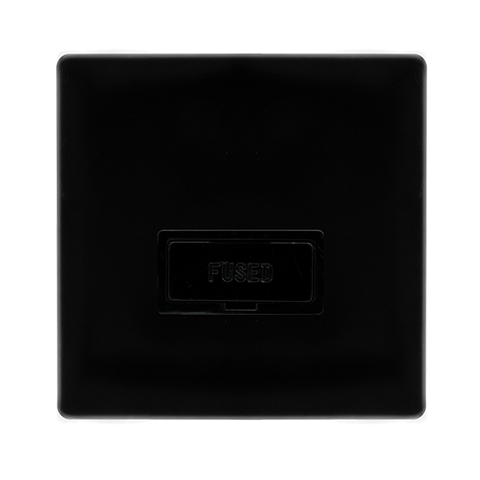 Screwless Plate Black Metal 13A Fused Spur Unit - Black Trim - SE Home