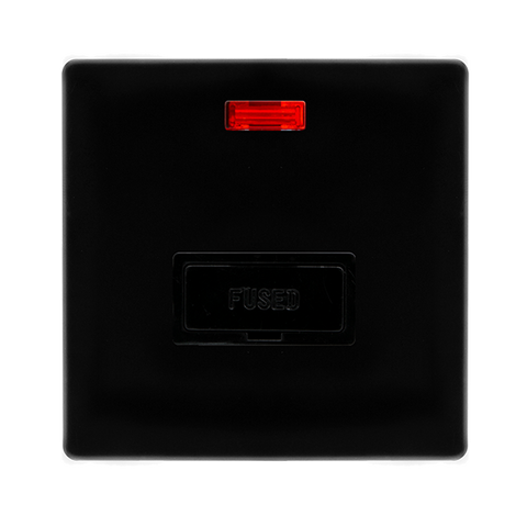Screwless Plate Black Metal 13A Fused Spur Unit With Neon - Black Trim - SE Home