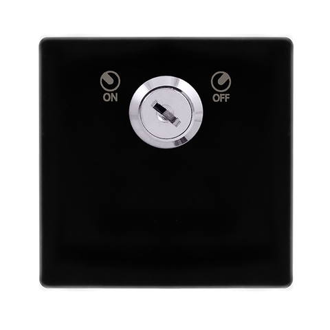 Screwless Plate Black Metal 20A Double Pole Key Lockable Switch - Black Trim - SE Home