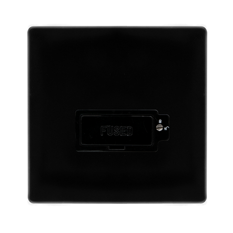 Screwless Plate Black Metal 13A Lockable Fused Spur Unit - Black Trim - SE Home