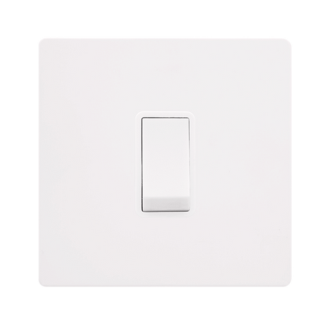 Screwless Plate White Metal 10A 1 Gang 2 Way Light Switch - White Trim - SE Home