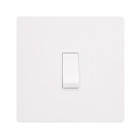 Screwless Plate White Metal 10A   1 Gang Intermediate Switch - White Trim