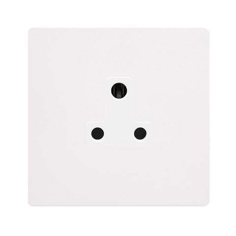 Screwless Plate White Metal 5A Round Pin Socket - White Trim