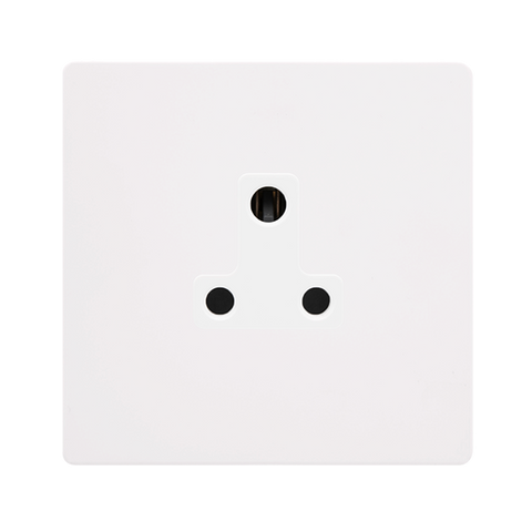 Screwless Plate White Metal 5A Round Pin Socket - White Trim - SE Home