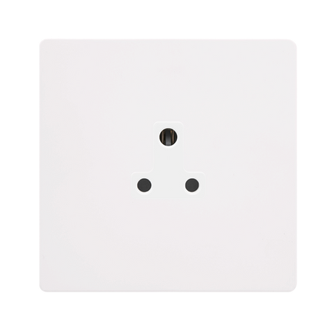Screwless Plate White Metal 2A Round Pin Socket - White Trim
