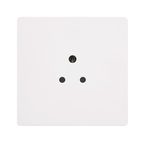 Screwless Plate White Metal 2A Round Pin Socket - White Trim - SE Home