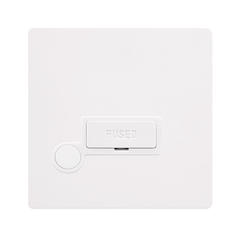 Screwless Plate White Metal 13A Fused Connection Unit With Optional Flex Outlet - White Trim
