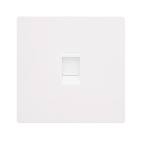 Screwless Plate White Metal Single Rj11 (Irish/Us) Outlet - White Trim