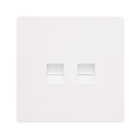Screwless Plate White Metal Twin Telephone Master Outlet - White Trim