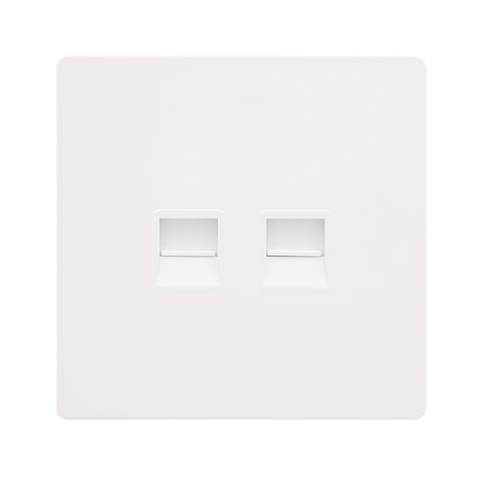 Screwless Plate White Metal Twin Telephone Master Outlet - White Trim - SE Home