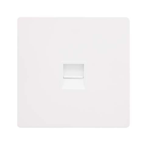 Screwless Plate White Metal Single Telephone Secondary Outlet - White Trim - SE Home