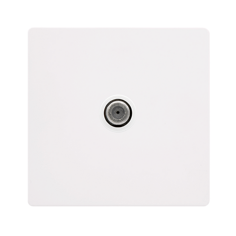 Screwless Plate White Metal Non-Isolated Single Satellite Outlet - White Trim - SE Home