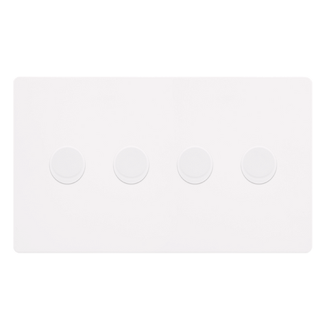 Screwless Plate White Metal 4 Gang 2 Way LED 100W Trailing Edge Dimmer Light Switch