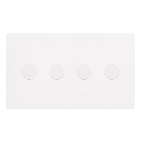 Screwless Plate White Metal 4 Gang 2 Way LED 100W Trailing Edge Dimmer Light Switch - SE Home