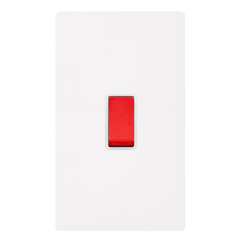 Screwless Plate White Metal 50A 2 Gang Double Pole Switch - White Trim - SE Home
