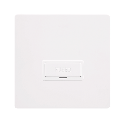 Screwless Plate White Metal 13A Fused Connection Unit - White Trim - SE Home