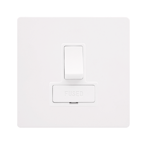 Screwless Plate White Metal 13A Switched Fused Connection Unit - White Trim - SE Home