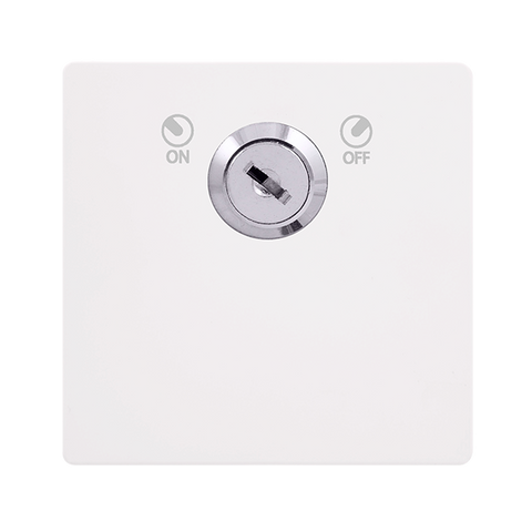 Screwless Plate White Metal 20A Double Pole Key Lockable Switch - Metal White Cover Plate - Screwless - SE Home