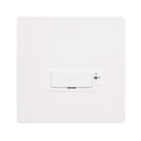 Screwless Plate White Metal 13A Lockable Fused Connection Unit - White Trim - SE Home