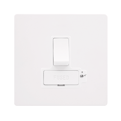 Screwless Plate White Metal 13A Lockable Switched Fused Connection Unit - White Trim - SE Home