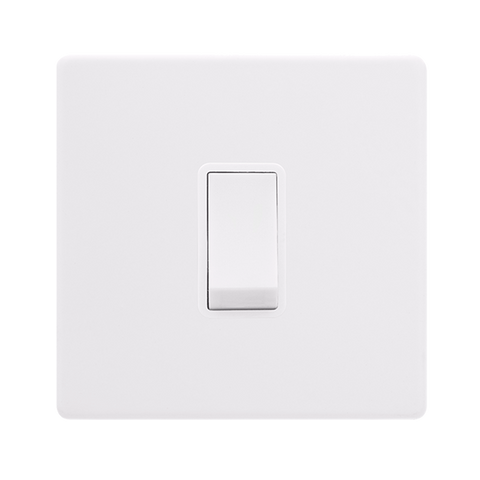 Screwless Plate Polar White 10A   1 Gang 2 Way Light Switch - White Insert