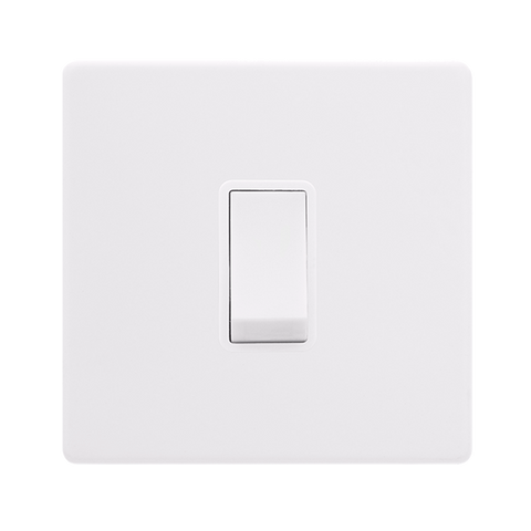 Screwless Plate Polar White 10A 1 Gang 2 Way Light Switch - White Insert - SE Home