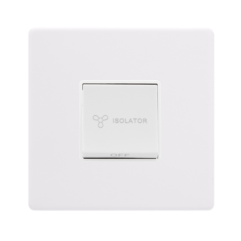 Screwless Plate Polar White 10A 3 Pole Fan Isolation Switch - White Insert - SE Home