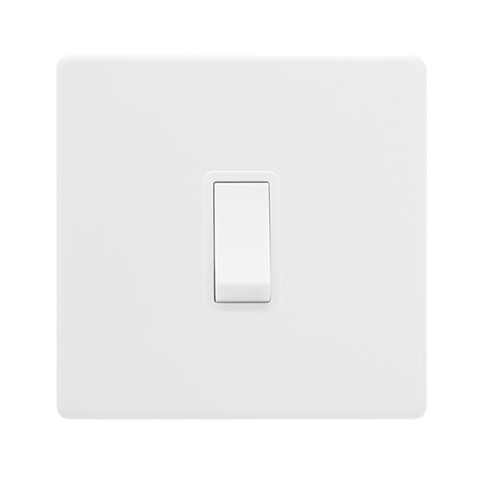 Screwless Plate Polar White 10A 1 Gang Intermediate Light Switch - White Insert - SE Home