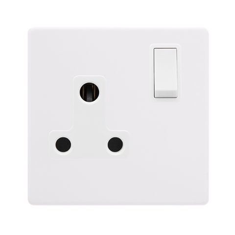 Screwless Plate Polar White 15A Round Pin Switched Plug Socket - White Insert - SE Home