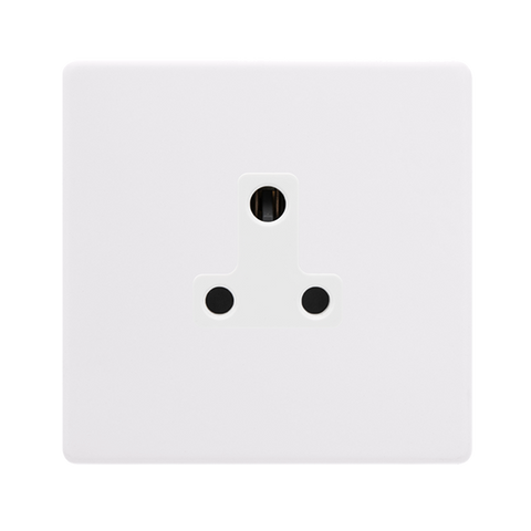 Screwless Plate Polar White 5A Round Pin Socket - White Insert - SE Home